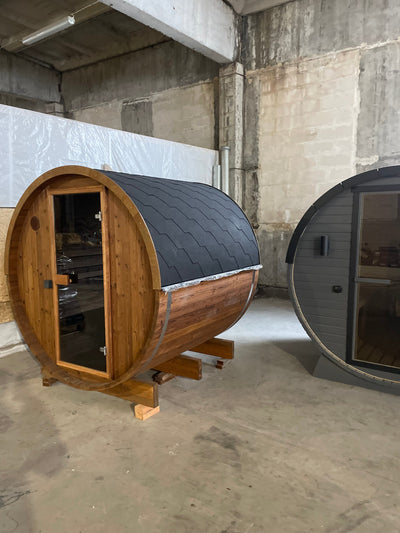 DIY Thermo Barrel sauna 300*225 cm,  4-6 pers with changing room